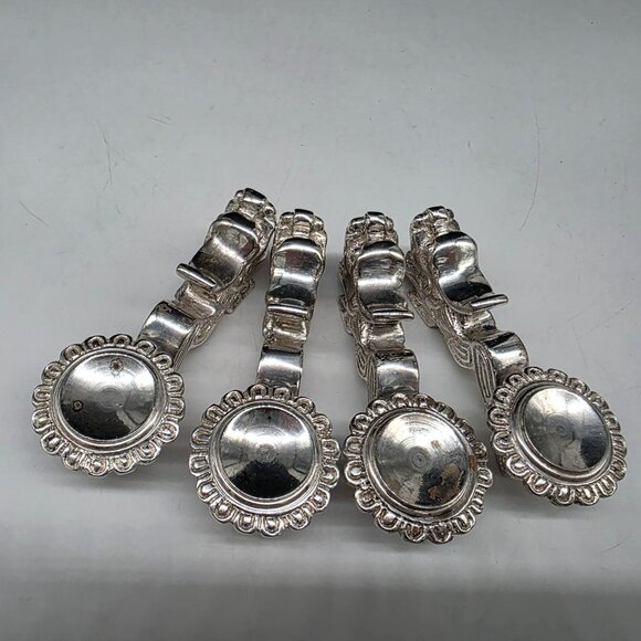 Chinese Porcelain Soup Spoons With Silverplated Dragon Rests Floral Heart Set - Picture 3 of 9